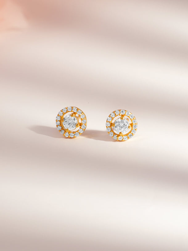 925 Silver Diamond Halo Stud Earrings
