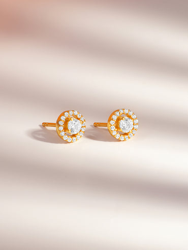 925 Silver Diamond Halo Stud Earrings