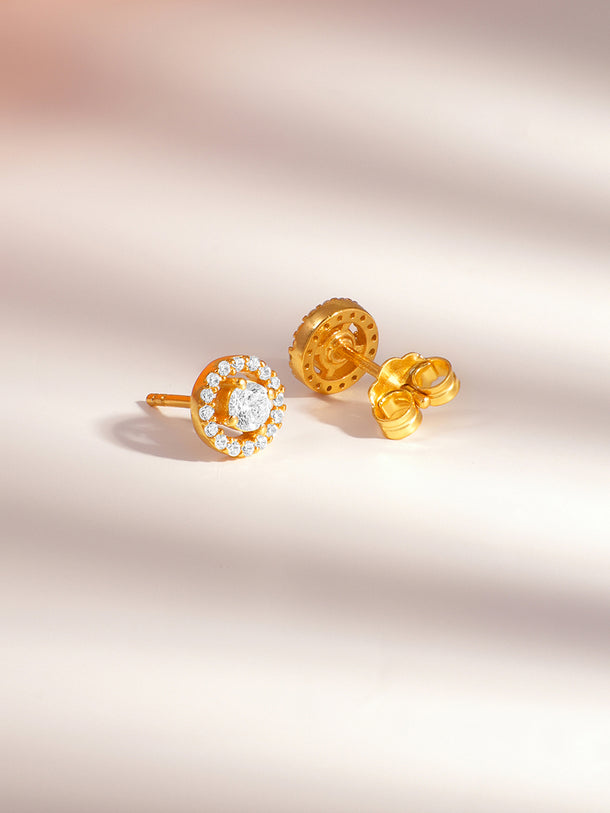925 Silver Diamond Halo Stud Earrings