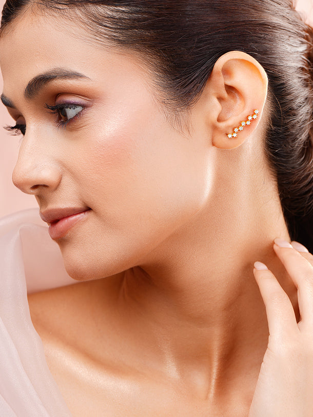 925 Fine Silver Crystal Cluster Stud Earrings