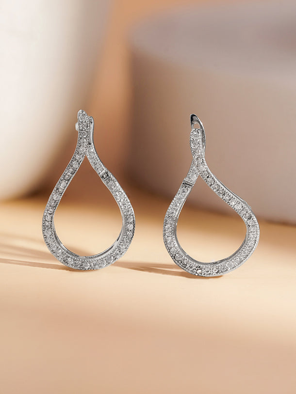 925 Silver Teardrop Crystal Stud Earrings