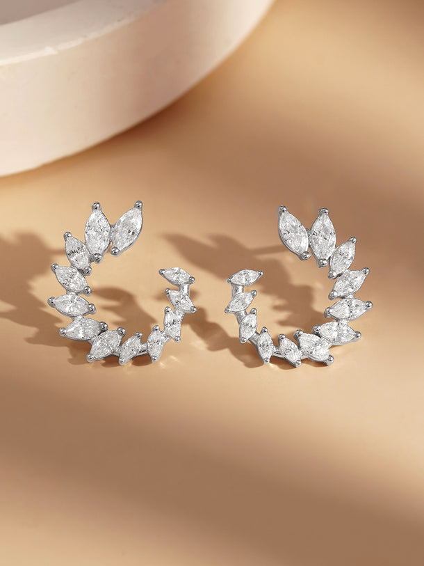 925 Fine Silver Crystal Vine Statement Earrings