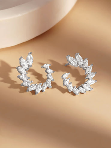 925 Fine Silver Crystal Vine Statement Earrings