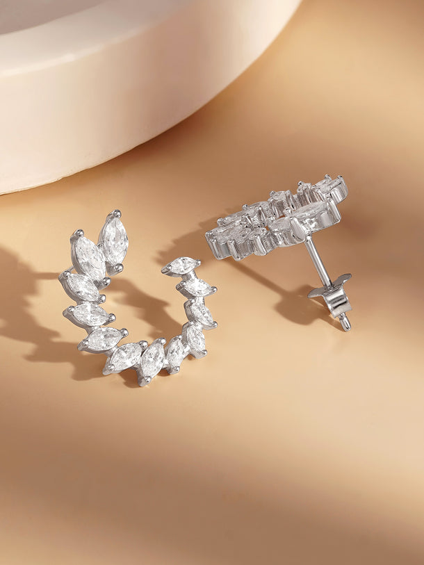 925 Fine Silver Crystal Vine Statement Earrings