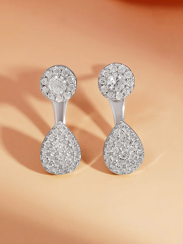 925 Fine Silver Zirconia Cluster Drop Earrings