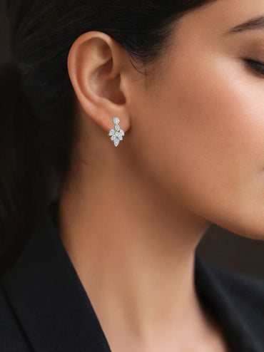 925 Fine Silver Blooming Zirconia Stud Earrings