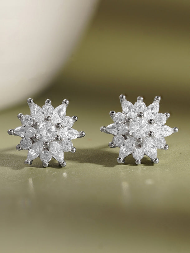 925 Fine Silver Mini Crystal Stud Earrings