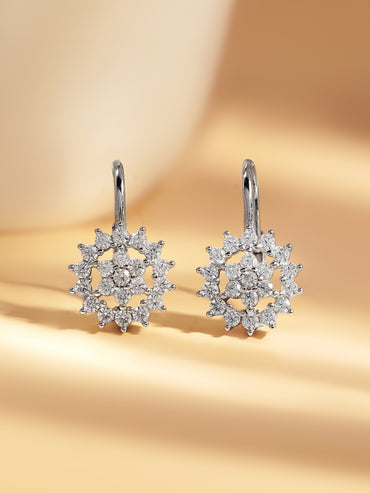 925 Fine Silver Zirconia Halo Drop Earrings