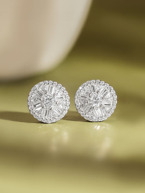 925 Fine Silver Zirconia Solitaire Stud Earrings