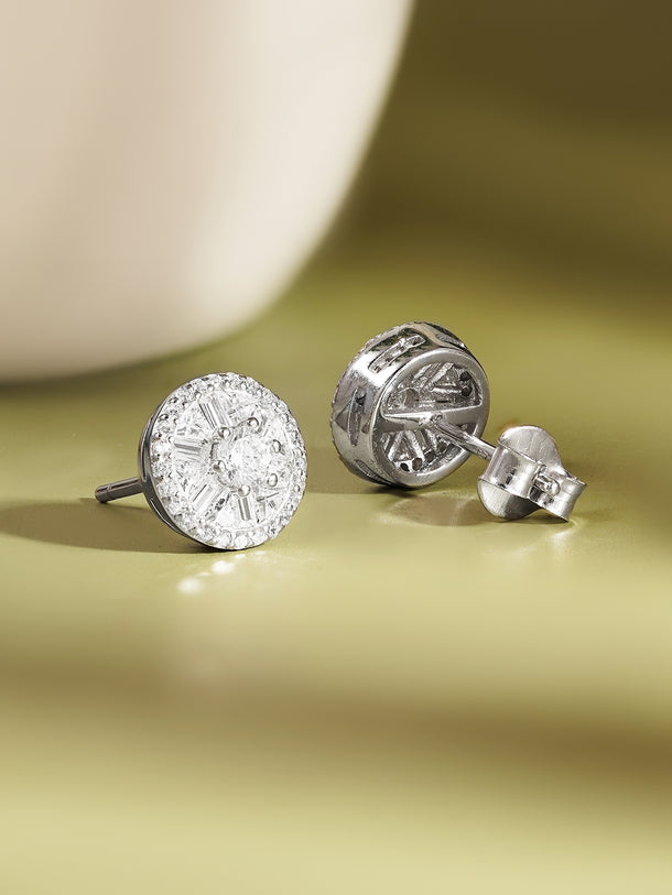 925 Fine Silver Zirconia Solitaire Stud Earrings