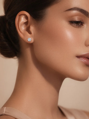925 Fine Silver American Diamond Minimal Stud Earrings