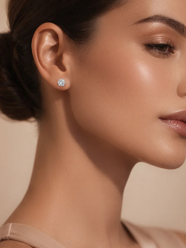 925 Fine Silver American Diamond Minimal Stud Earrings