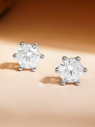 925 Fine Silver American Diamond Minimal Stud Earrings