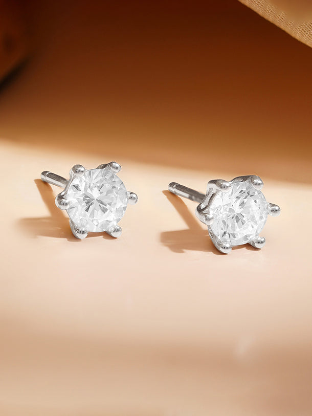 925 Fine Silver American Diamond Minimal Stud Earrings