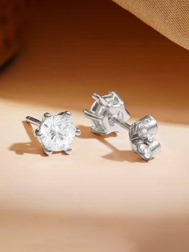 925 Fine Silver American Diamond Minimal Stud Earrings