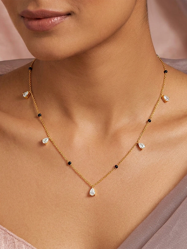 925 Fine  Silver Timeless Diamond Mangalsutra Necklace