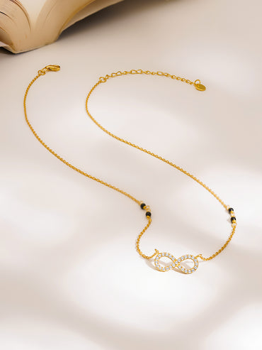 925 Fine  Silver Diamond Infinity Mangalsutra Necklace