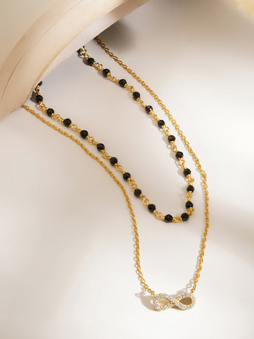 925 Fine  Silver Infinity Double Chain Mangalsutra