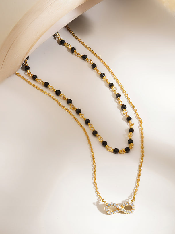 925 Fine  Silver Infinity Double Chain Mangalsutra