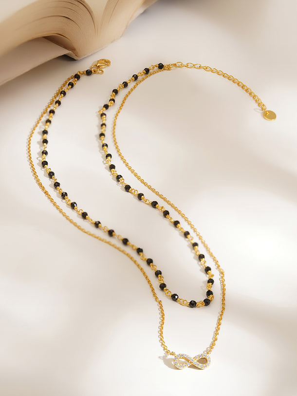 925 Fine  Silver Infinity Double Chain Mangalsutra