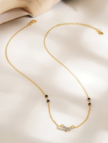 925 Fine  Silver Diamond Curve Mangalsutra Necklace