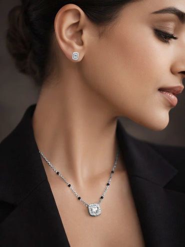 925 Fine  Silver Crystal Glow Pendant Set
