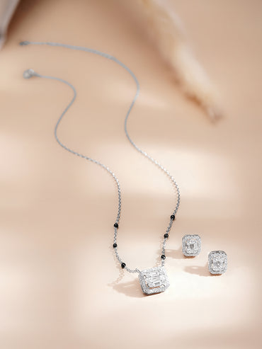 925 Fine  Silver Crystal Glow Pendant Set