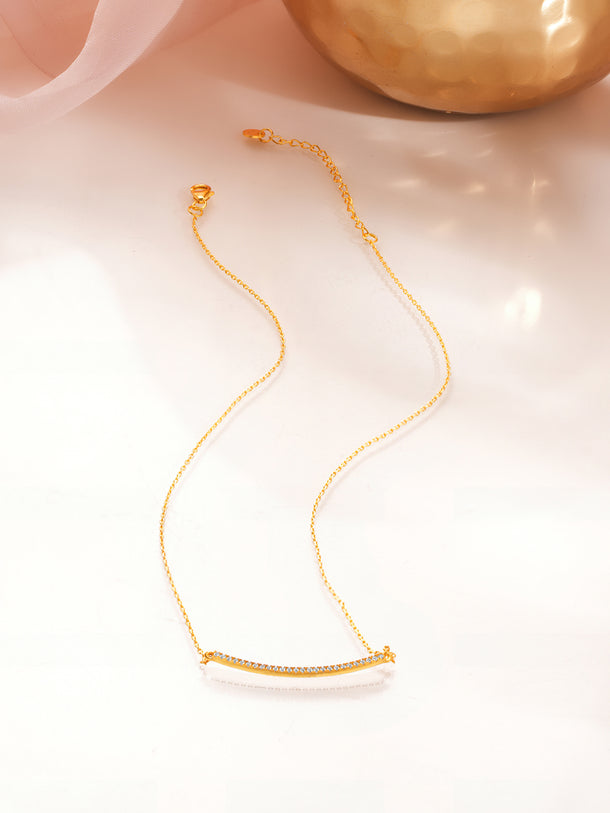 925 Fine Silver Minimal Diamond Bar Necklace