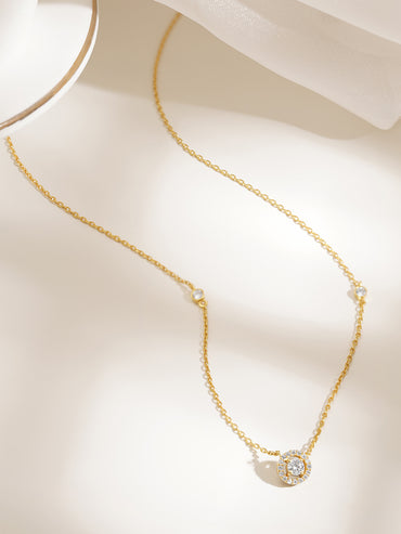 925 Fine Silver Classic Solitaire Diamond Pendant