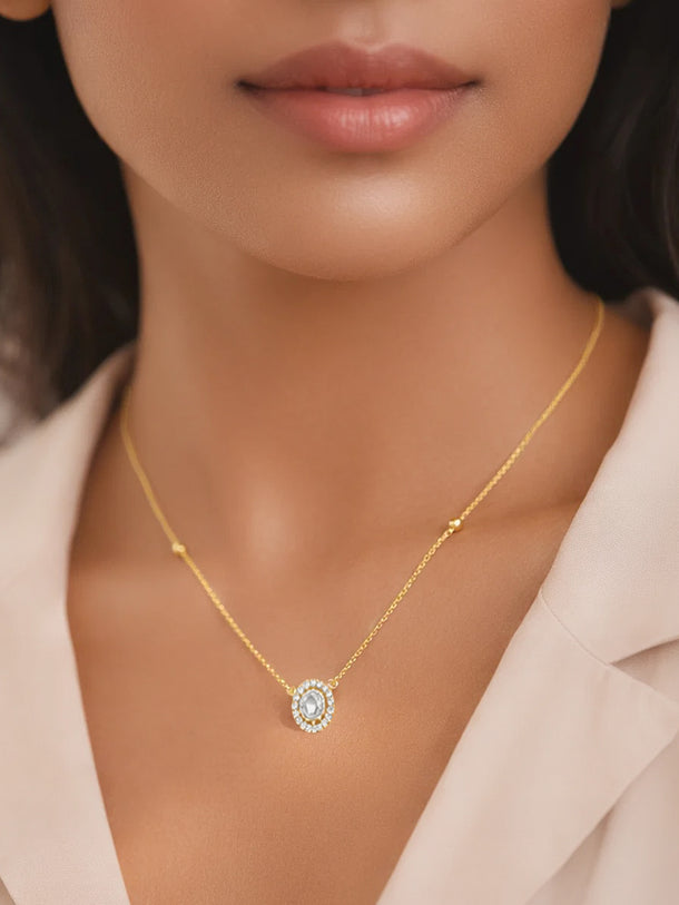 925 Fine Silver Glitter Diamond Pendant Necklace