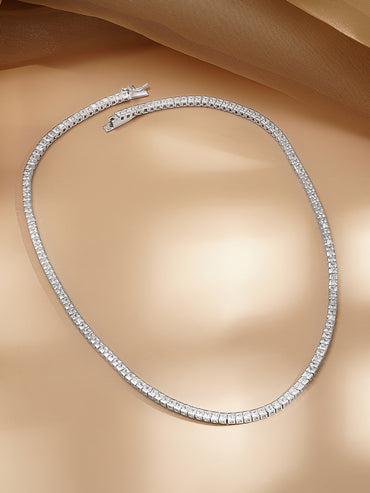 925 Fine Silver Crystal Shine Tennis Chain Necklace