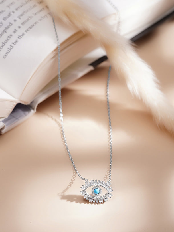 925 Fine Silver Turkish Evil Eye Charm Necklace