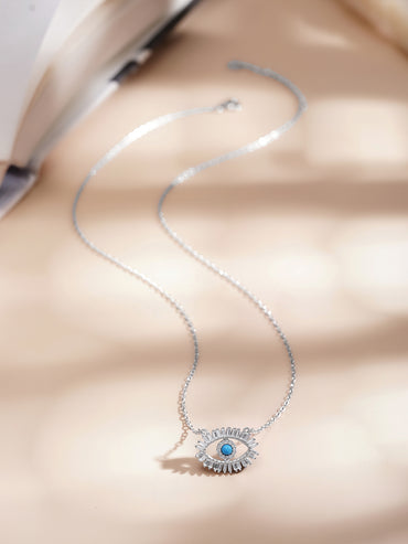 925 Fine Silver Turkish Evil Eye Charm Necklace