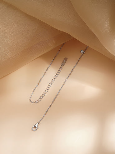 925 Fine Silver Mini Heart Crystal Charm Necklace