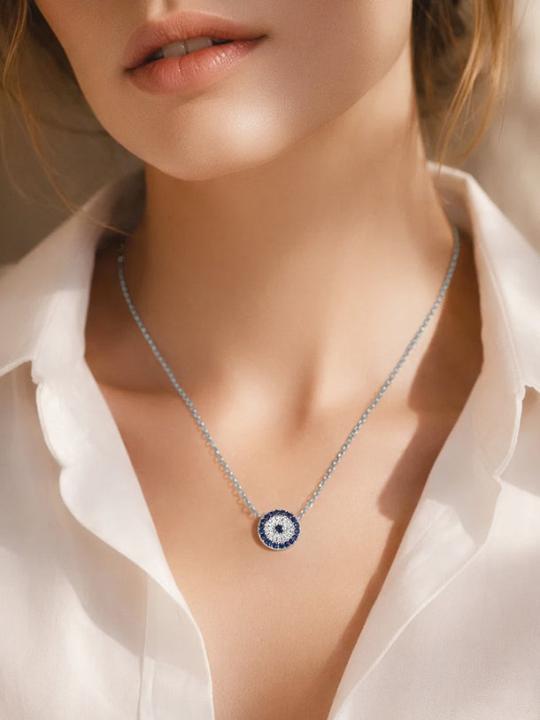 925 Fine Silver Mystic Eye Pendant Necklace