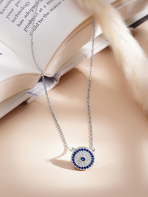 925 Fine Silver Mystic Eye Pendant Necklace