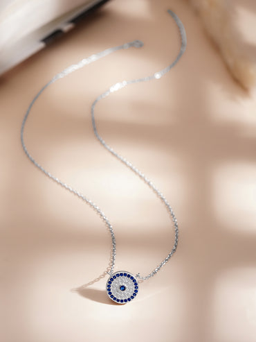 925 Fine Silver Mystic Eye Pendant Necklace