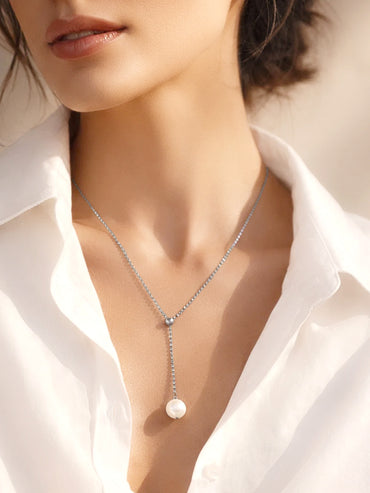925 Fine Silver Timeless Pearl Charm Necklace