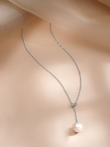 925 Fine Silver Timeless Pearl Charm Necklace
