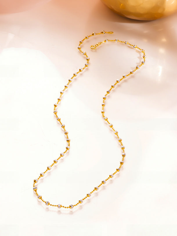 925 Fine Silver Dual Tone Crystal Minimal Necklace