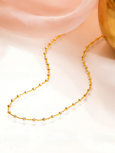 925 Fine Silver Dual Tone Crystal Minimal Necklace