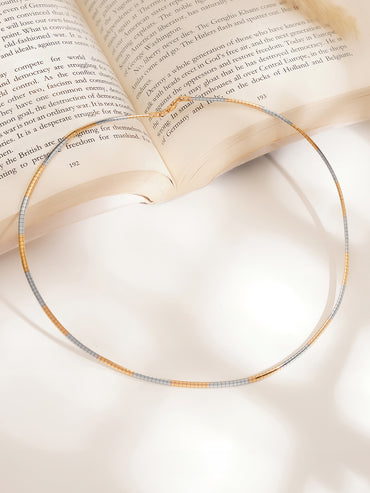 925 Fine Silver Dual Tone Sleek Choker Necklace