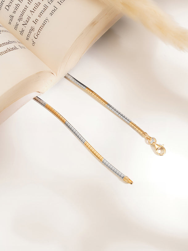 925 Fine Silver Dual Tone Sleek Choker Necklace