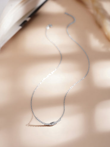 925 Fine Silver Crystal Accent Statement Necklace