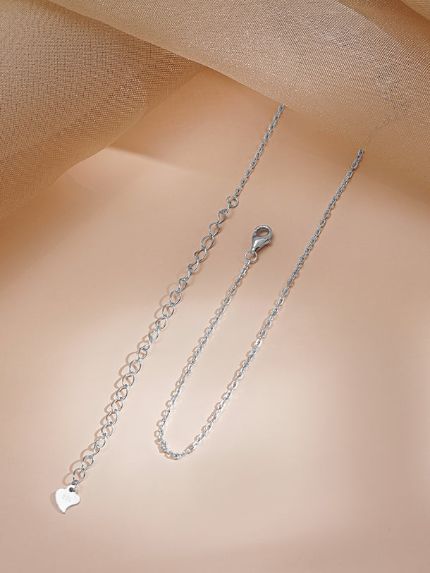 925 Fine Silver Crystal Charm Necklace