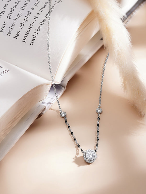 925 Fine  Silver Celestial Diamond Mangalsutra Necklace