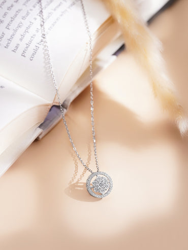 925 Fine Silver Bloom Diamond Pendant Necklace