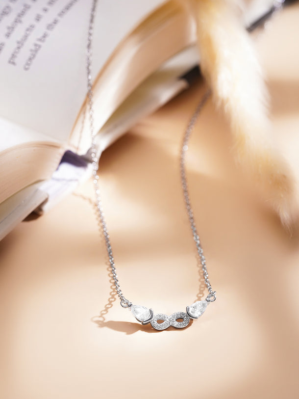 925 Fine Silver Crystal Cluster Necklace