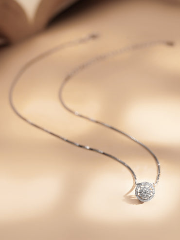 925 Fine Silver Crystal Halo Solitare Pendant Necklace