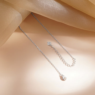 925 Fine Silver Crystal Layered Chain Necklace